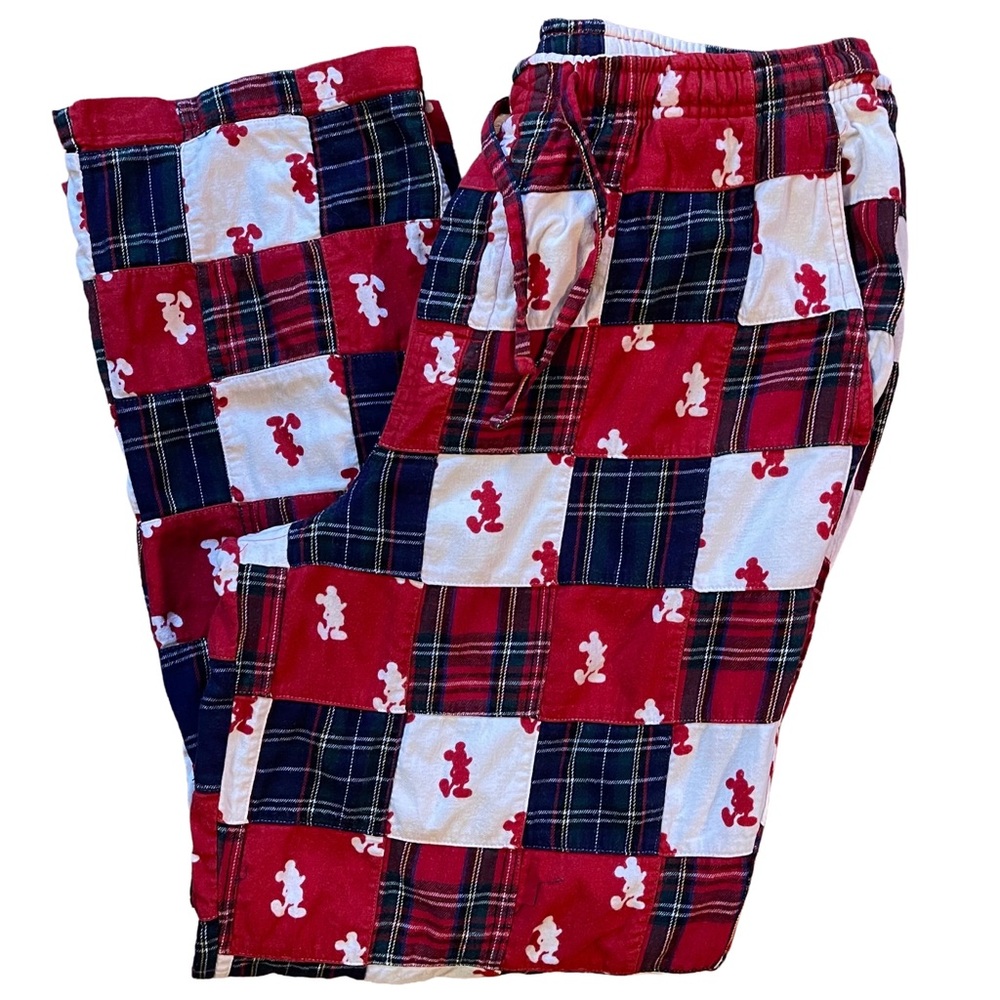 Walt Disney World Mickey Mouse Patchwork Flannel Pajama Pants, Medium